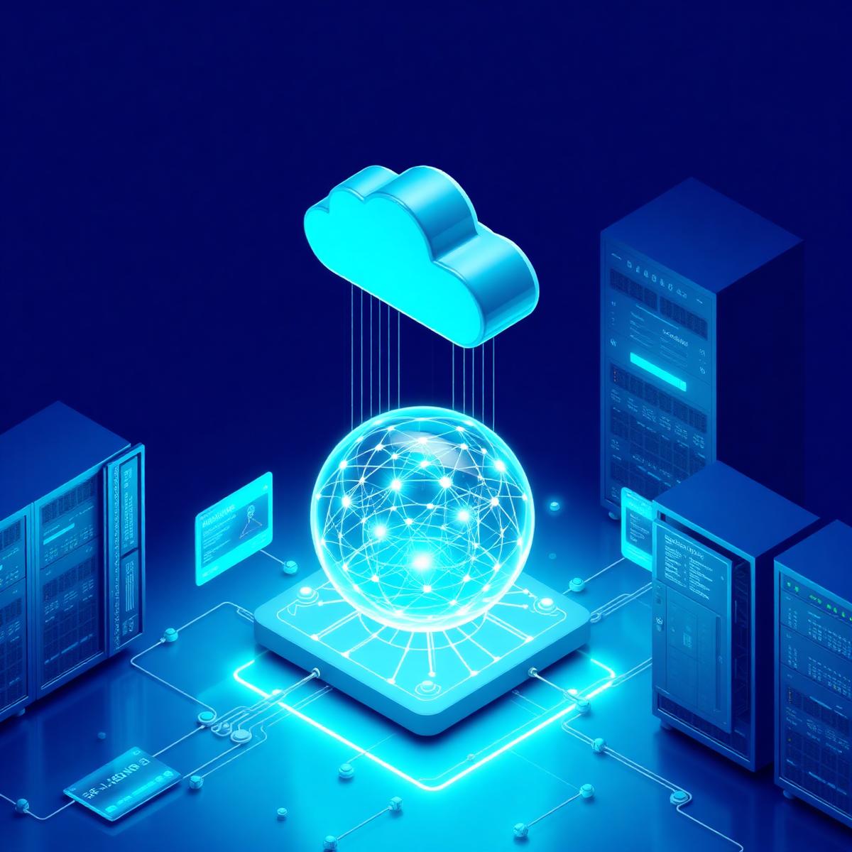 Digital infrastructure, cloud and AI illustration